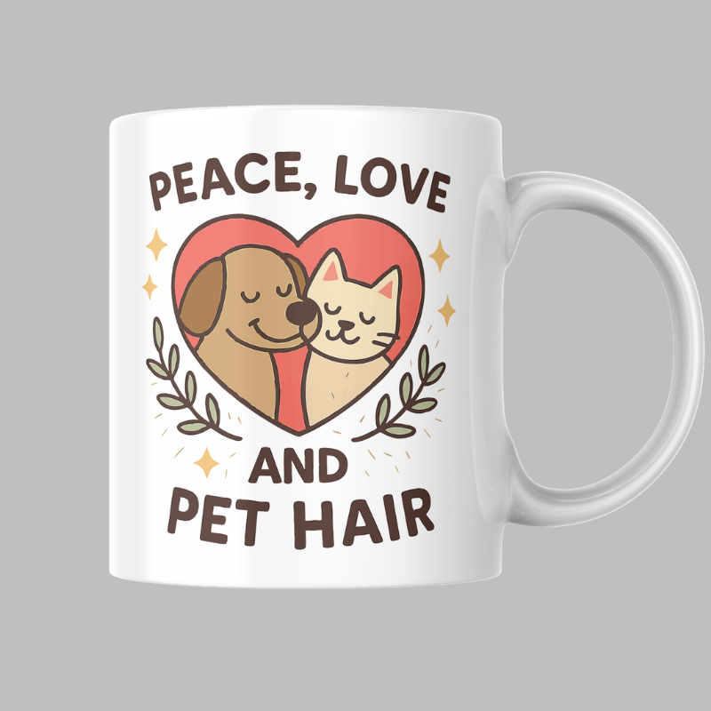 Peace, Love, And Pet Hair Printed Mug