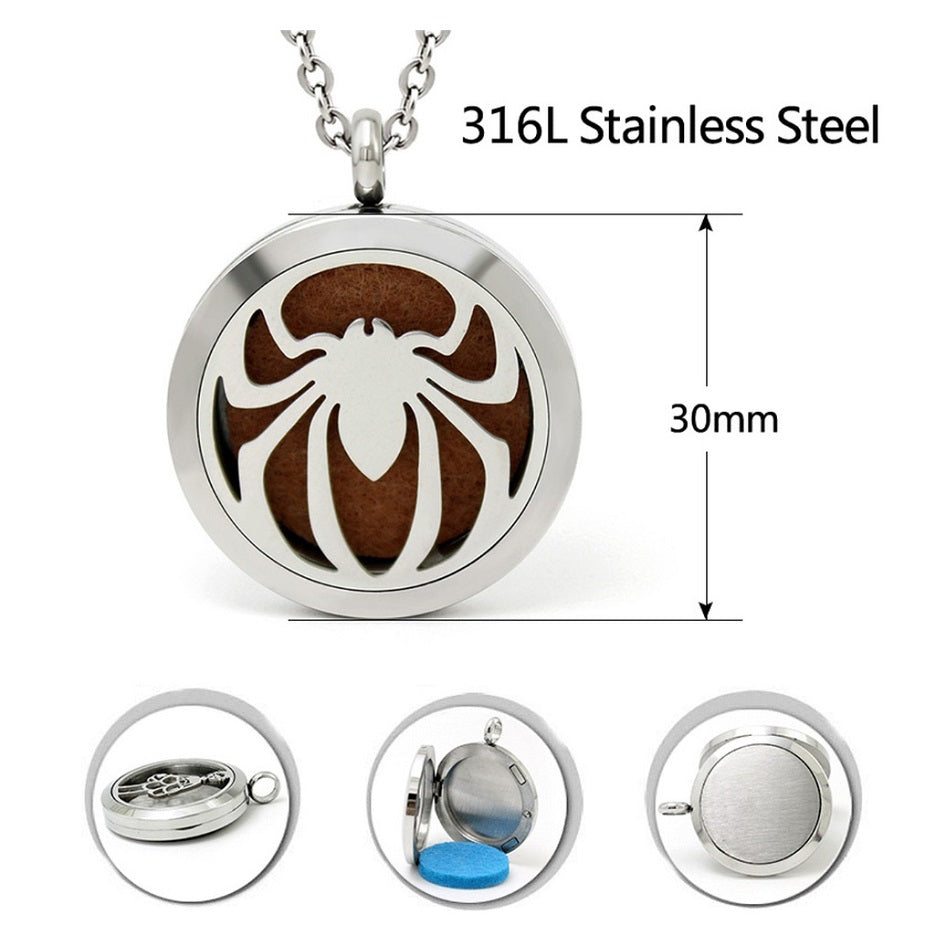 Spider Diffuser Necklace | Stainless Steel Aromatherapy & Perfume Locket