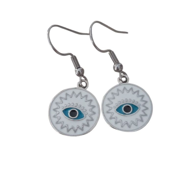 Evil Eye Dangle Earrings – Blue Protective Eye Jewelry, Boho Statement Earrings
