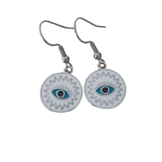 Evil Eye Dangle Earrings – Blue Protective Eye Jewelry, Boho Statement Earrings