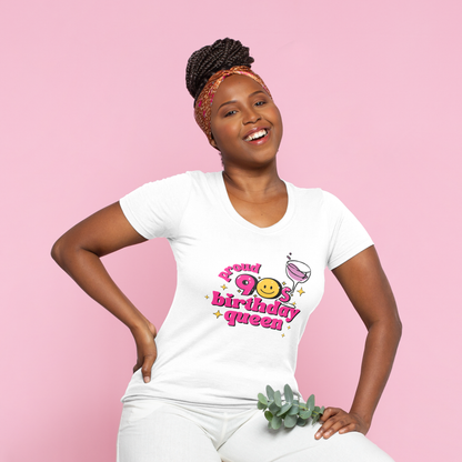 Proud 90s Birthday Queen T‑Shirt – Retro Birthday Tee for Women | 100% Cotton | S–5XL