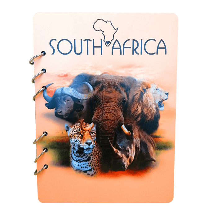 Love South Africa Big 5 – A5 Wooden Notebook