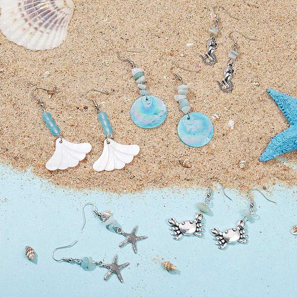 DIY Ocean Theme Earring Kit – Amazonite, Synthetic Turquoise