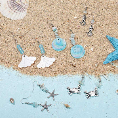 DIY Ocean Theme Earring Kit – Amazonite, Synthetic Turquoise