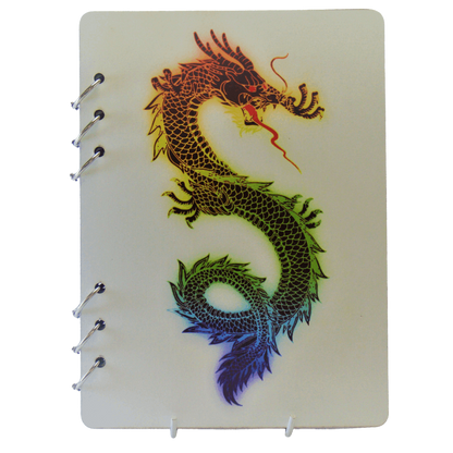 Powerful Colour Dragon Wooden Notebook-A5