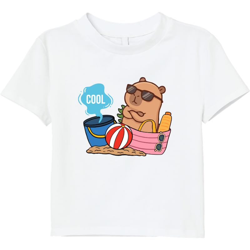 Cool Capybara Summer T‑Shirt – 100% Cotton Graphic Tee (S–5XL)