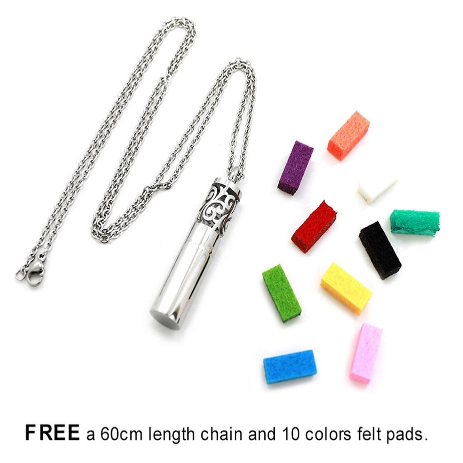 Leaf Design Cylinder Essential Oil Necklace