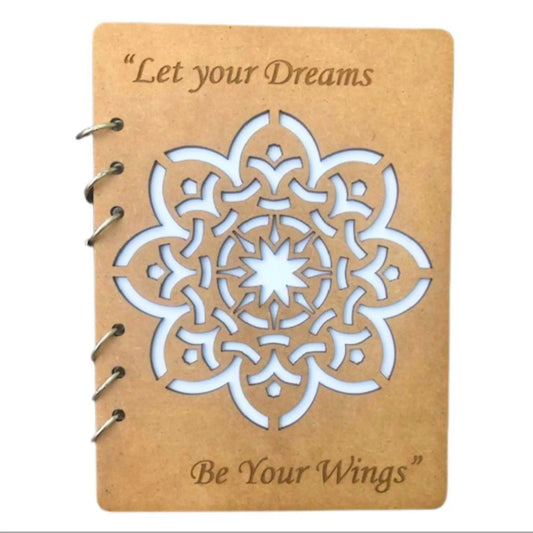 Refillable Wood Notebook – “Let Your Dreams Be Your Wings” Laser‑Cut A5 Journal