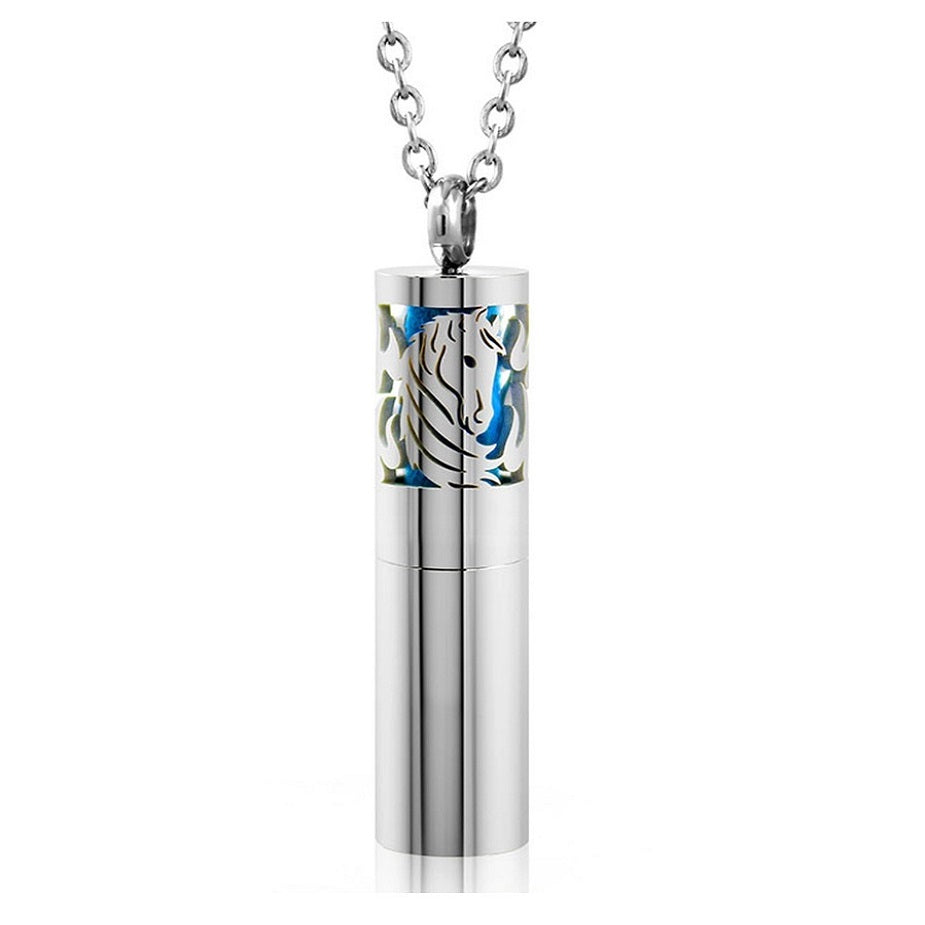 Horse Design Cylinder Essential Oil Necklace