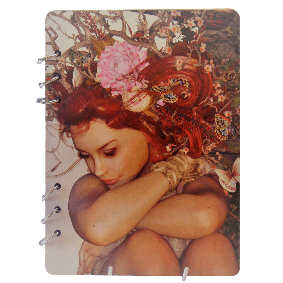 Floral Fantasia Wooden Notebook-A5
