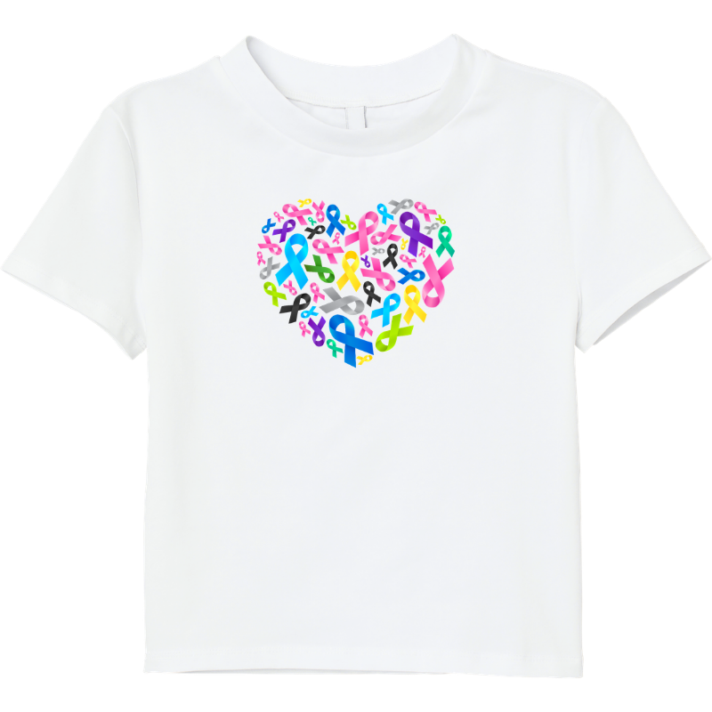 Cancer Rainbow Ribbon Heart T‑Shirt – 100% Cotton Graphic Tee (S–5XL)