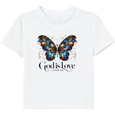 God Is Love Christian T‑Shirt – Inspirational Butterfly Tee, 100% Cotton White Shirt