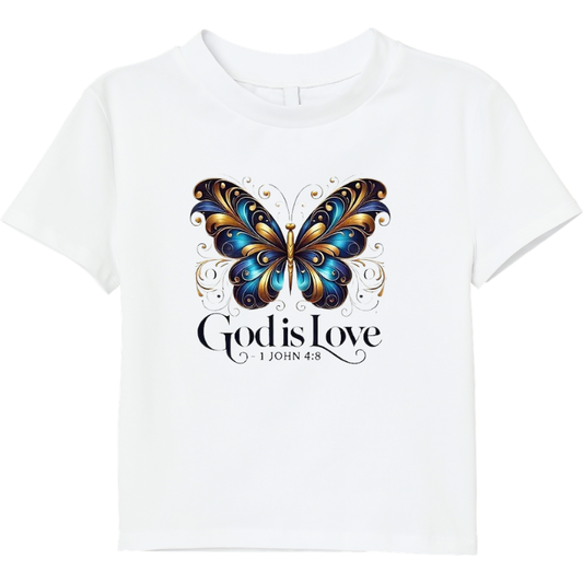 God Is Love Christian T‑Shirt – Inspirational Butterfly Tee, 100% Cotton White Shirt