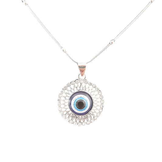 Evil Eye Diamante Pendant with Stainless Steel Chain