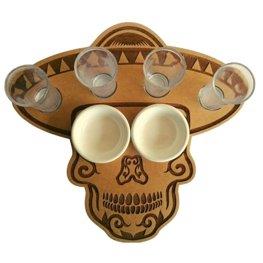 Tequila Shooter Tray with Shot Glasses