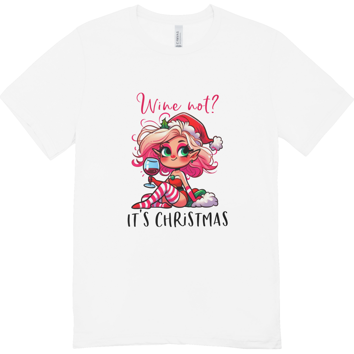 Wine Not It's Christmas White Tee