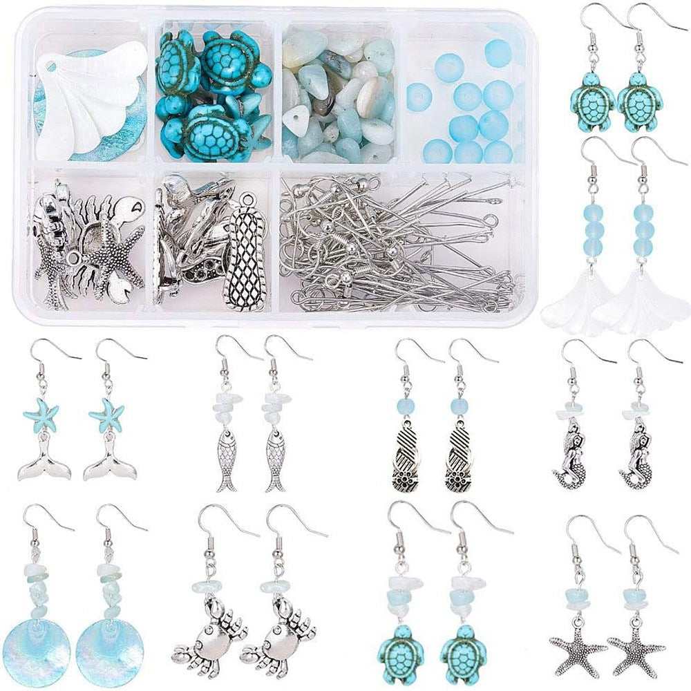 DIY Ocean Theme Earring Kit – Amazonite, Synthetic Turquoise