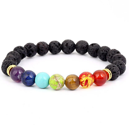 Chakra Bead Bracelet with Lava Rock – Aromatherapy & Healing Energy