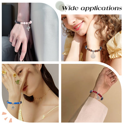 Yoga Bracelet Kit – Mixed Gemstone Round Beads with Tree of Life, Star, Lotus & Hamsa Pendants