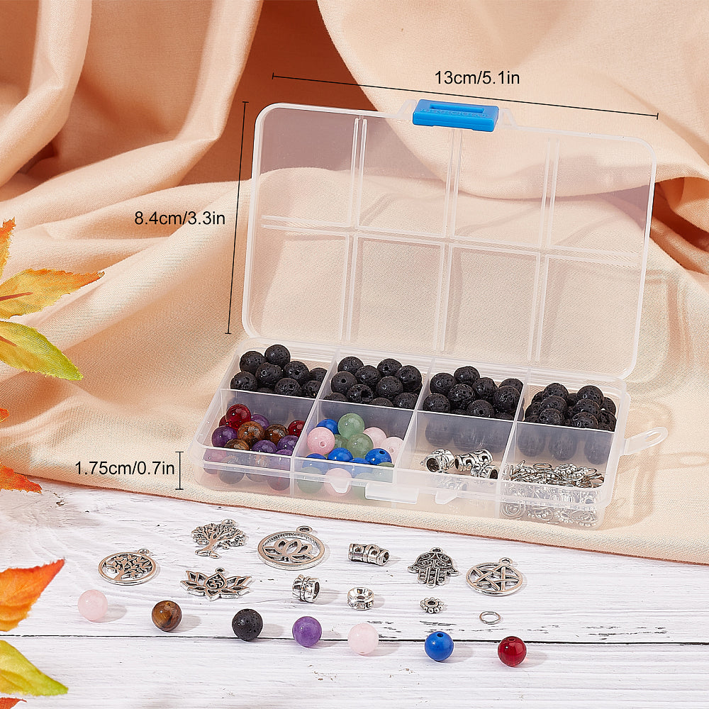 Yoga Bracelet Kit – Mixed Gemstone Round Beads with Tree of Life, Star, Lotus & Hamsa Pendants