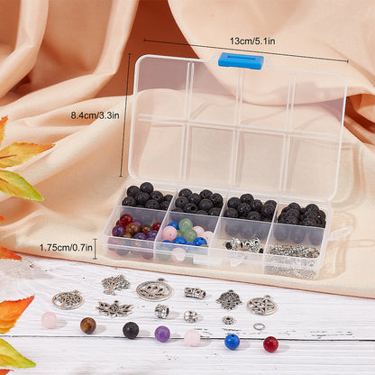 Yoga Bracelet Kit – Mixed Gemstone Round Beads with Tree of Life, Star, Lotus & Hamsa Pendants
