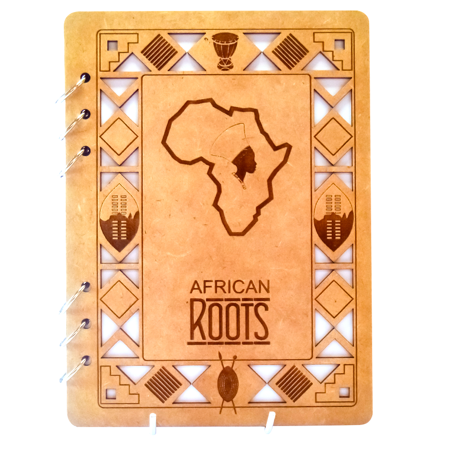 African Roots Refillable Wood Notebook – Laser‑Engraved A5 Journal with Cultural Design