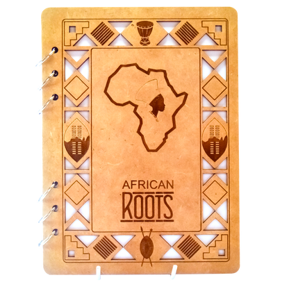 African Roots Refillable Wood Notebook – Laser‑Engraved A5 Journal with Cultural Design