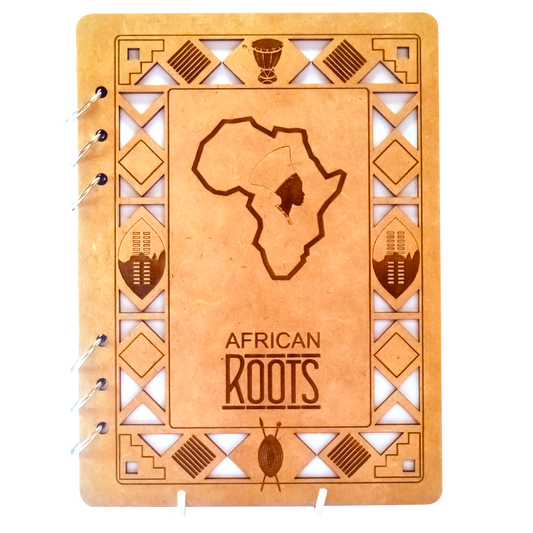 African Roots Refillable Wood Notebook – Laser‑Engraved A5 Journal with Cultural Design
