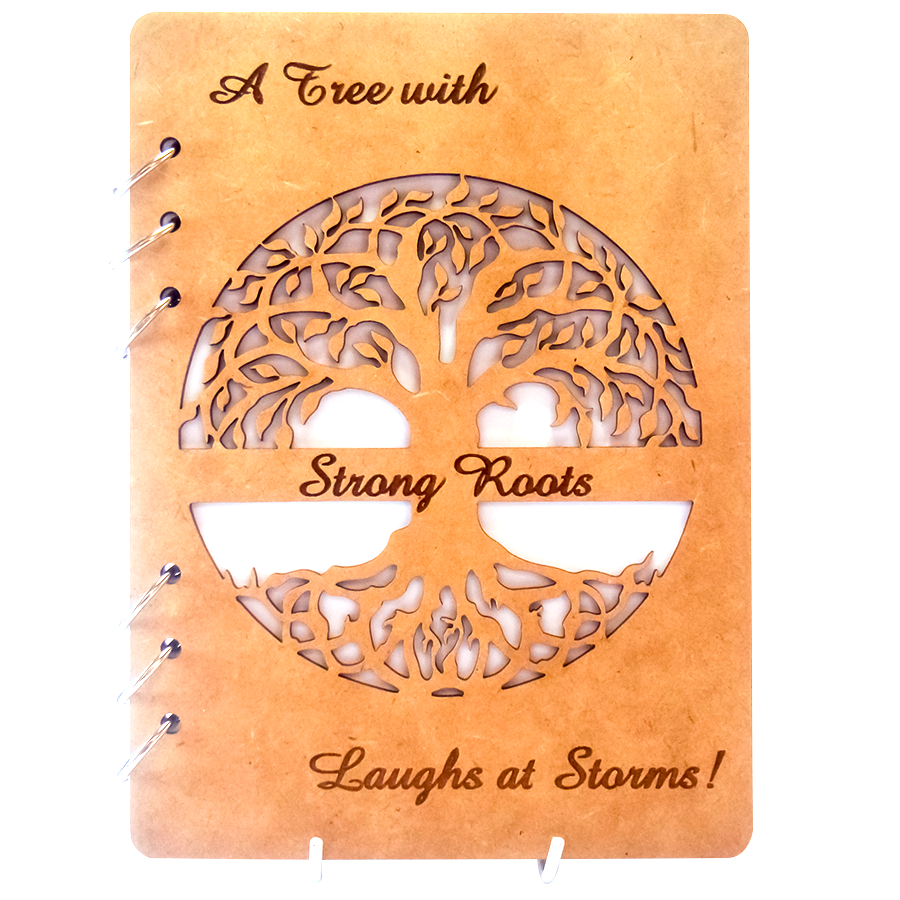 Tree of Life Refillable Wood Notebook – Laser‑Cut Cover Journal with Inspirational Quote
