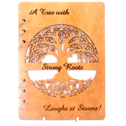 Tree of Life Refillable Wood Notebook – Laser‑Cut Cover Journal with Inspirational Quote