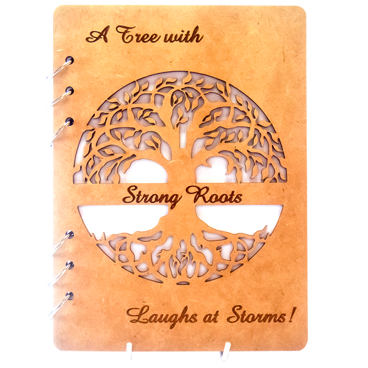 Tree of Life Refillable Wood Notebook – Laser‑Cut Cover Journal with Inspirational Quote